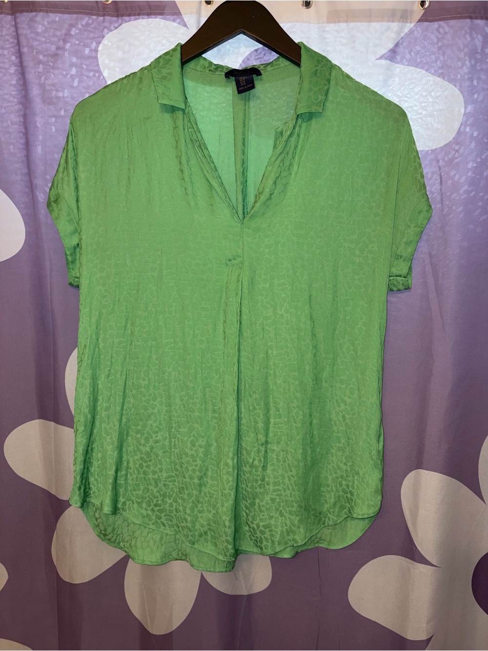 Rachel Lime Green Short Sleeve V-Neck Blouse